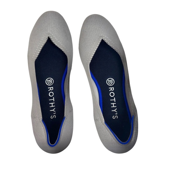 Rothy's Birdseye Round Toe Rare Retired Knit Ballet Flats In Flax Gray Size 9 - Picture 3 of 13